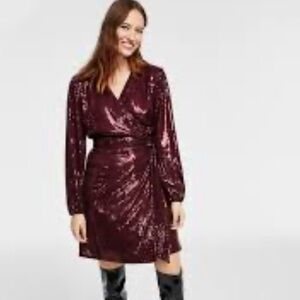 NWT IINC SEQUINS RED DRESS  BEAUTIFUL FOR THE HOLIDAYS